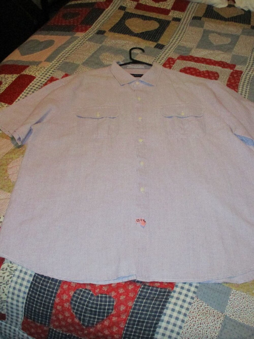 Tommy Bahama Men’s Linen Blend Lavender Short Sleeve Shirt XXL  2 pockets